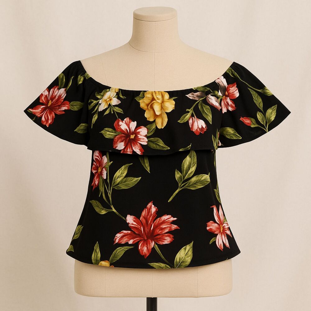 Heart And Hips Floral Off Shoulder Blouse Size Large
